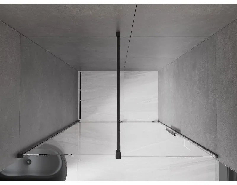 Mexen Velar, nyitható tolóajtó 150x200 cm, 8mm átlátszó üveg, fekete matt, 871-150-000-01-70