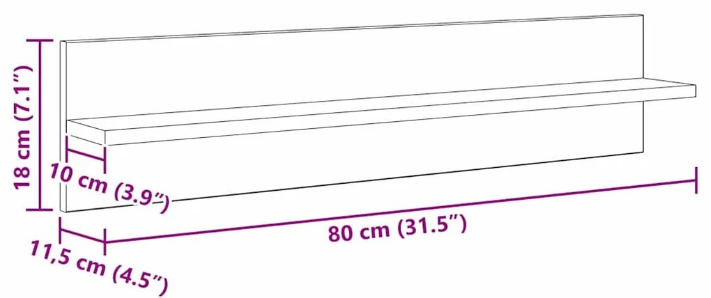 vidaXL Falpolcok 4 pcs Artisan tölgy 80 x 11,5 x 18 cm Faanyag