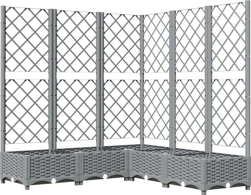 vidaXL világosszürke PP rácsos kerti ültetőláda 120 x 120 x 121,5 cm