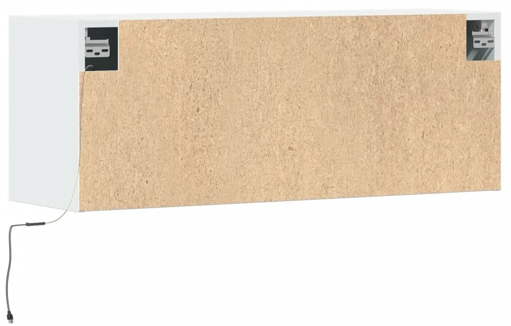 fehér falra szerelhető TV-szekrény LED-lámpákkal 100x31x35 cm
