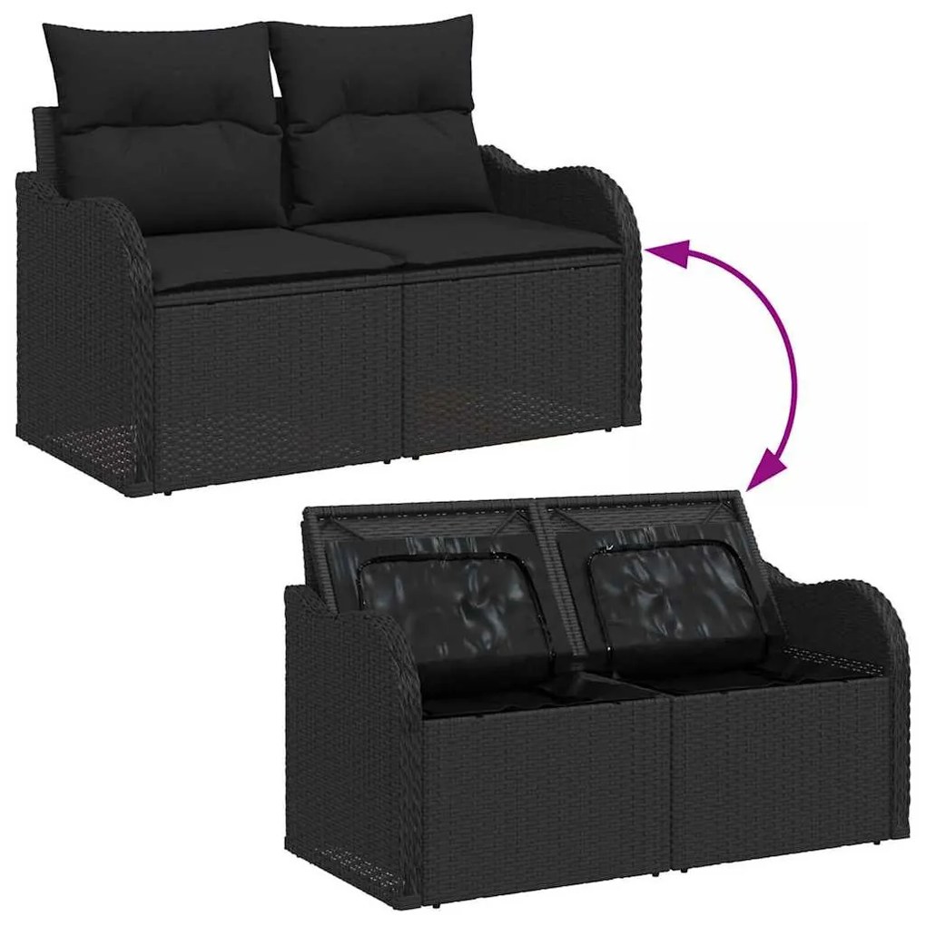 Kerti Kanapé Szett 7 pcs Fekete