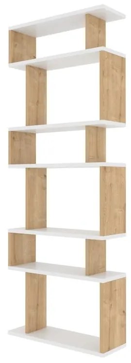 könyvespolc Bates - White, Oak