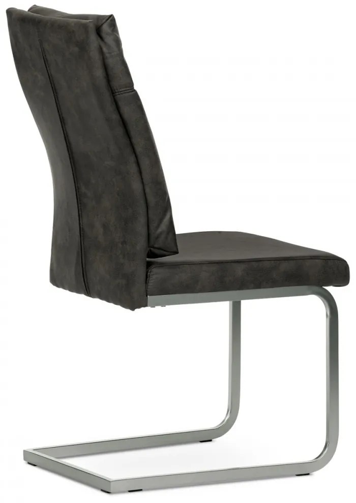 Scaun Modern Sledback Dining Vintage gri efect de piele tapițerie DCH-459