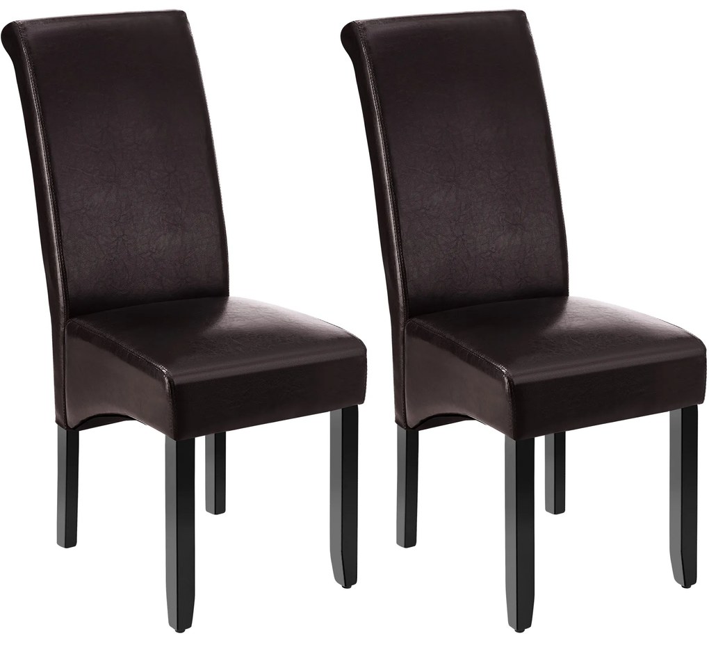 TecTake GmbH 401294 ergonomikus tömörfa étkezőszék - barna, 2 darabos készlet