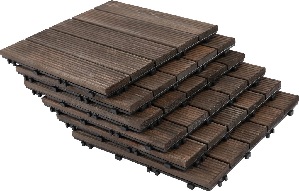 Outsunny Kültéri Fa Kerticsempe, 27 Darabos Készlet, 2.5m², Összekapcsolható, 30x30cm, Fekete | Aosom
