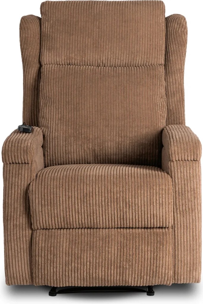 Masszázsfunkciós dönthető fotel barna kordbársony kárpitozással – SEBASTIAN