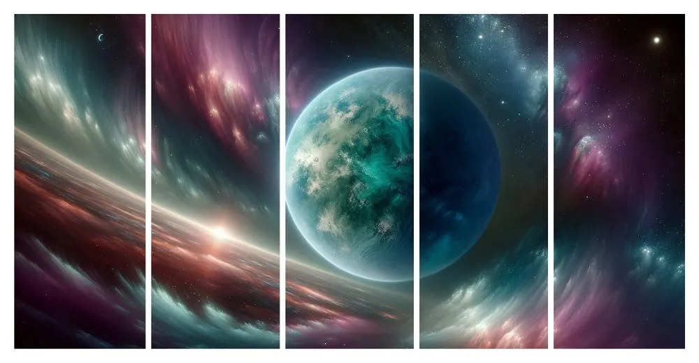 5 részes kép galaxis és bolygó