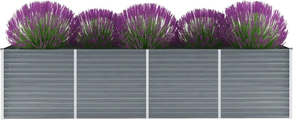 vidaXL szürke horganyzott acél kerti magaságyás 320 x 80 x 77 cm