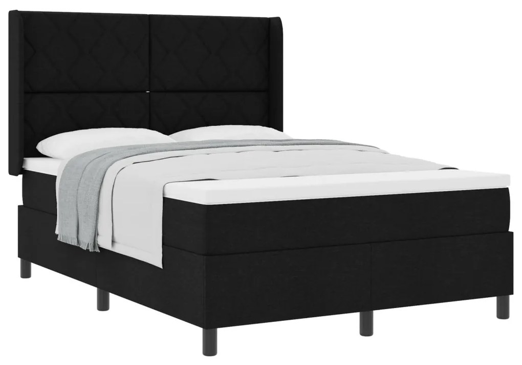 Boxspring Ágy Mattresses Fekete 140x200 cm Szövet
