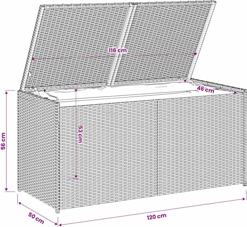 vidaXL barna polyrattan kerti tárolóláda 283 L