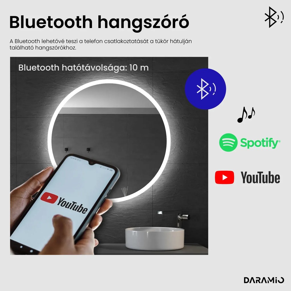 Kerek tükör LED világítással E1