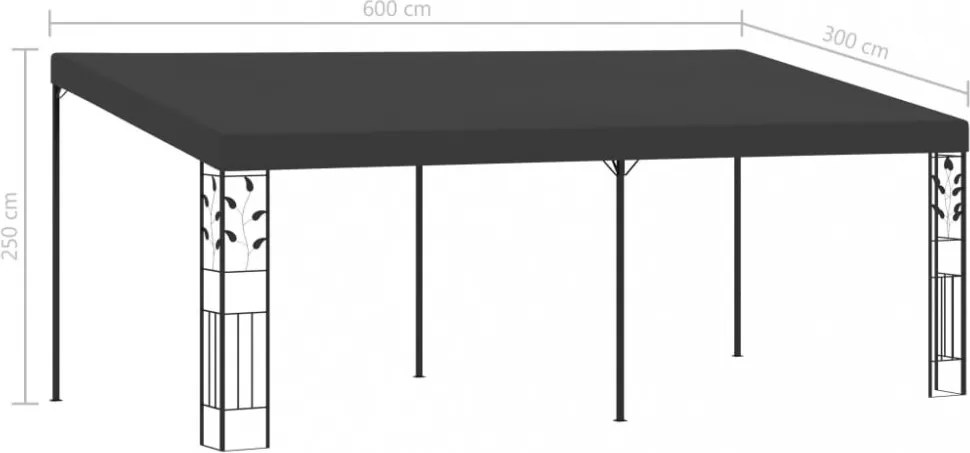 vidaXL antracitszürke falra szerelhető pavilon 6 x 3 x 2,5 m