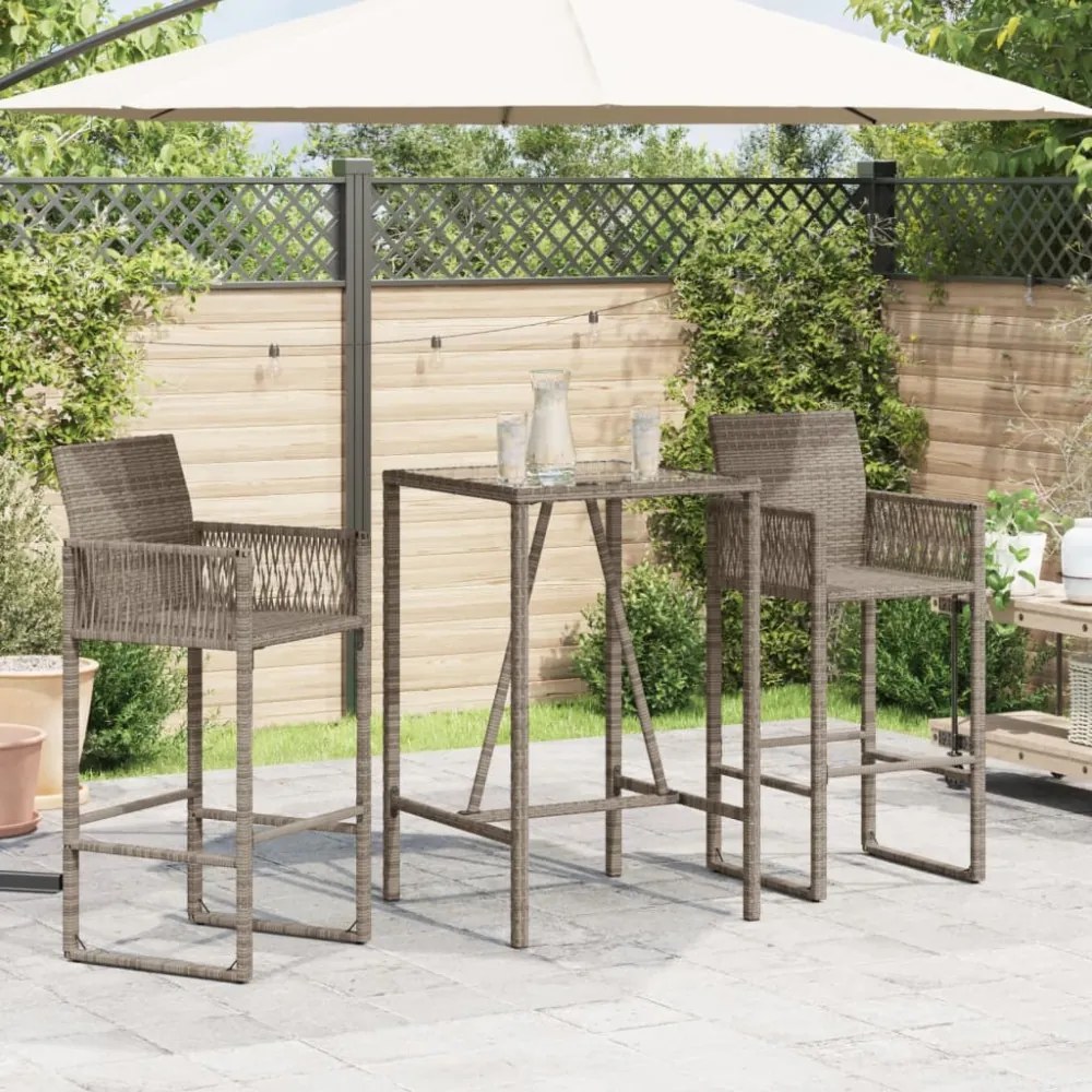 szürke polyrattan kültéri bárasztal 70 x 70 x 110 cm