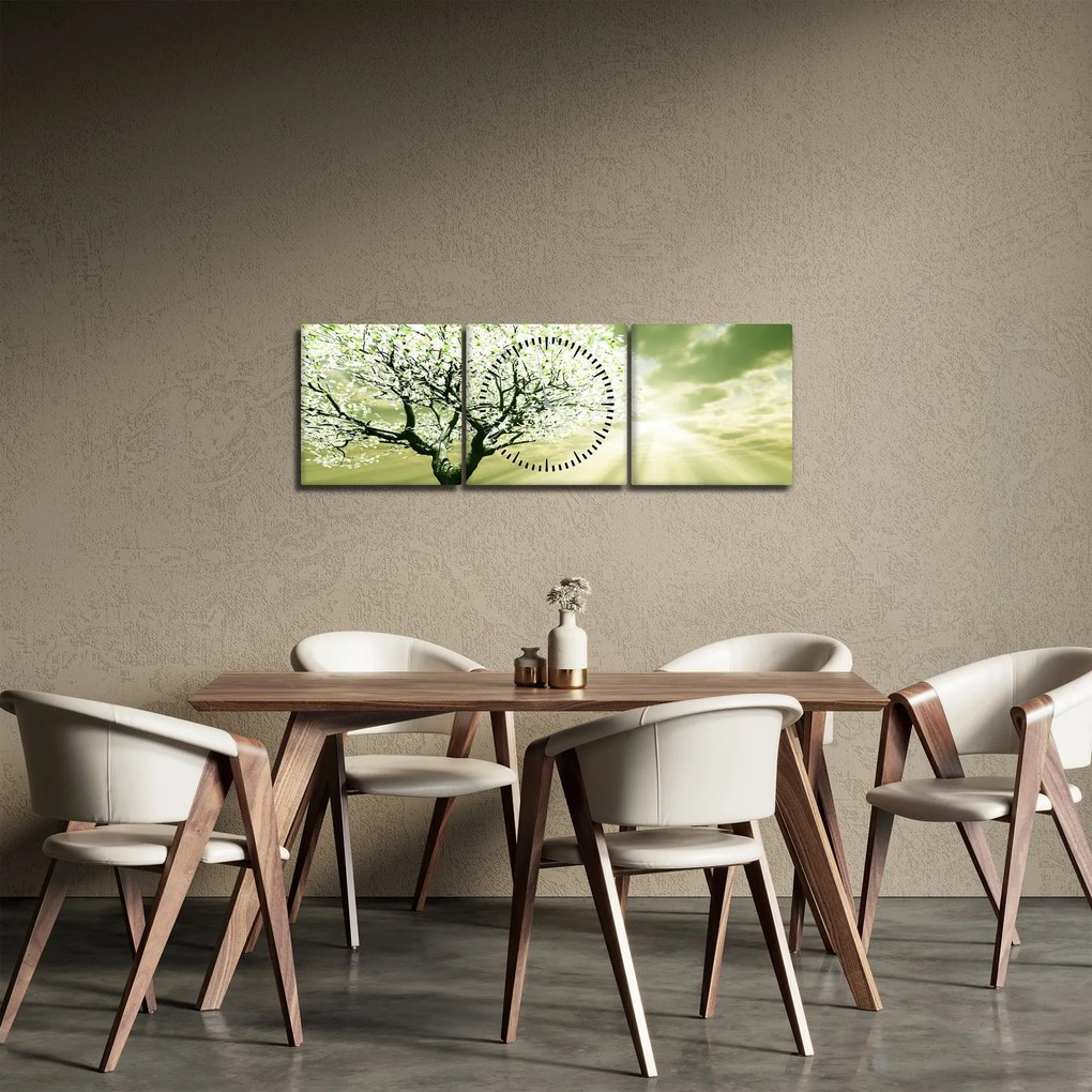 Fa képe a réten (órával) (90x30 cm)