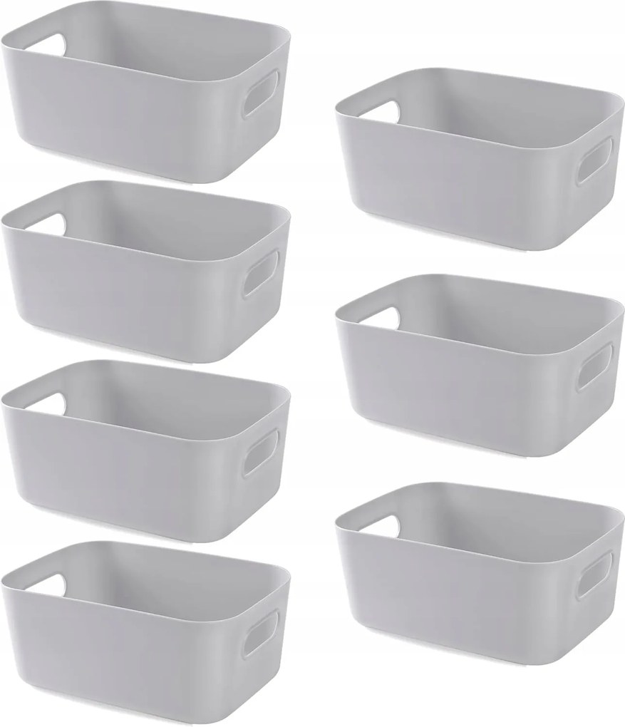 Szürke műanyag tárolódoboz 7 db Prémium fogantyúval