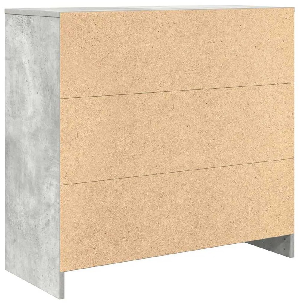 betonszürke szerelt fa tálalószekrény fiókos 80x34x76 cm