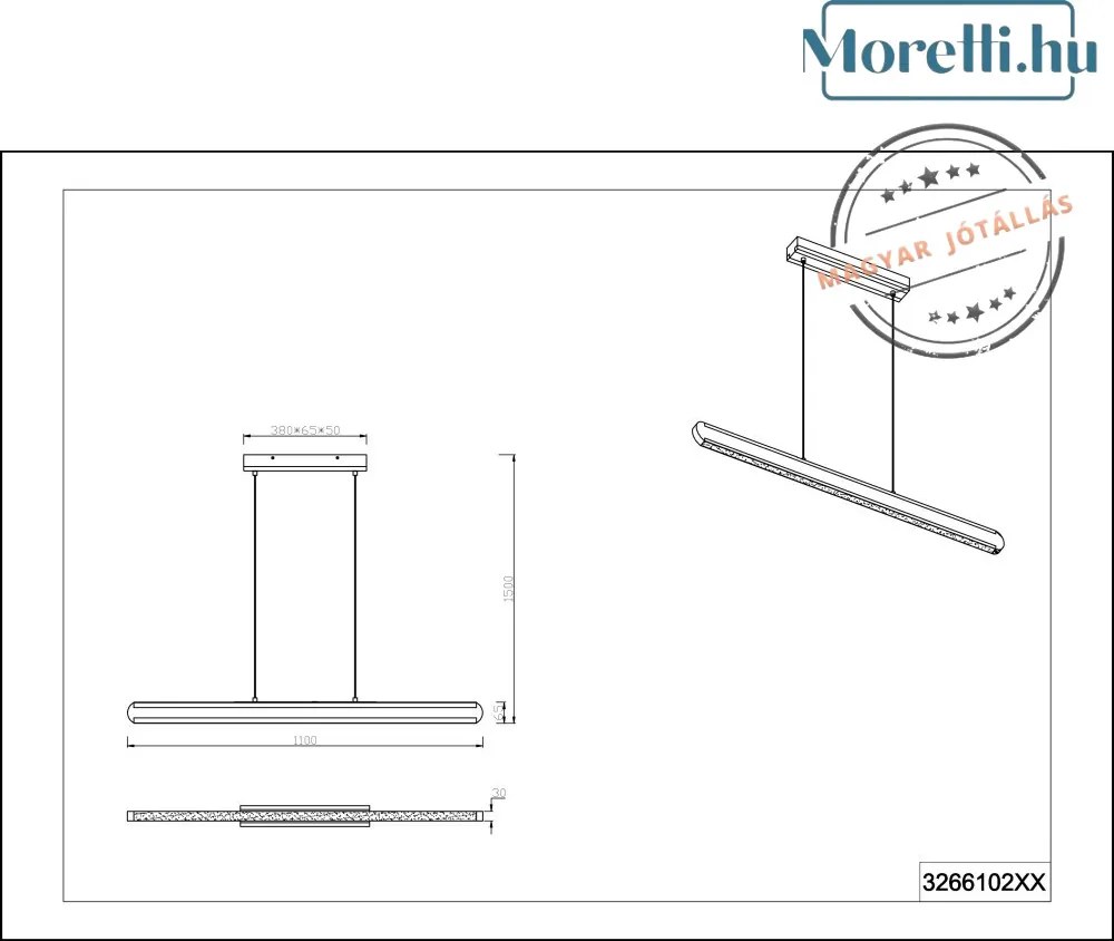 TRIO 326610232 DEACON Modern Led Függesztett Lámpa LED IP20