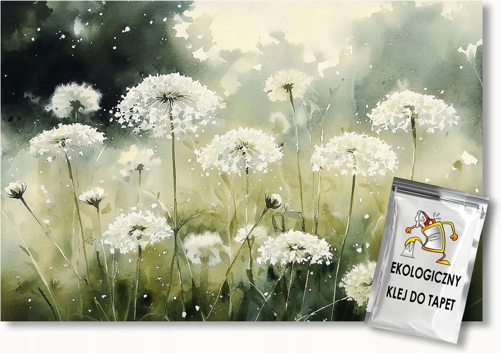 Fotótapéta Flizelina Kert Park Rét Fehér Virágok Sárgarépa 300x210 ragasztó