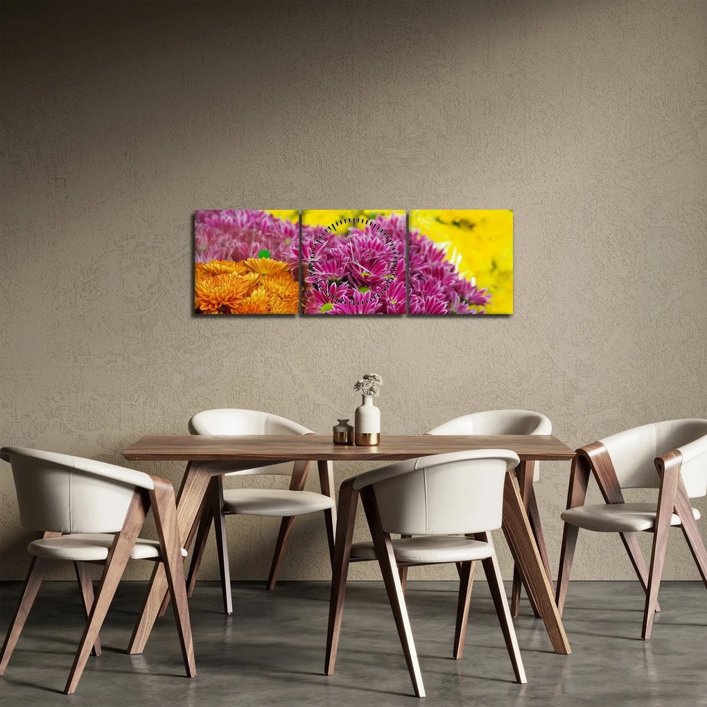 Rózsaszín virág képe (órával) (90x30 cm)