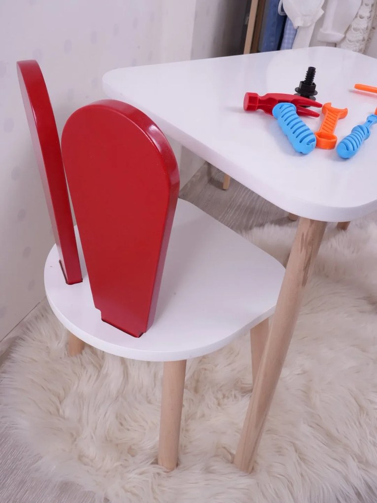 Gyerekasztal székekkel Bunny One Chair Set - Red, White