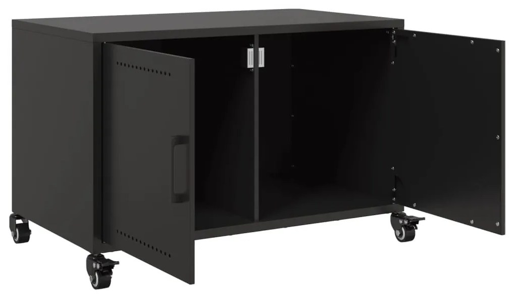 fekete acél TV-szekrény 68 x 39 x 43,5 cm