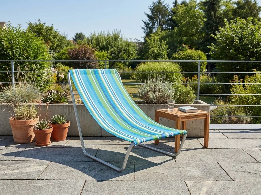 Összecsukható tengerparti napozóágy SAND, kék-fehér