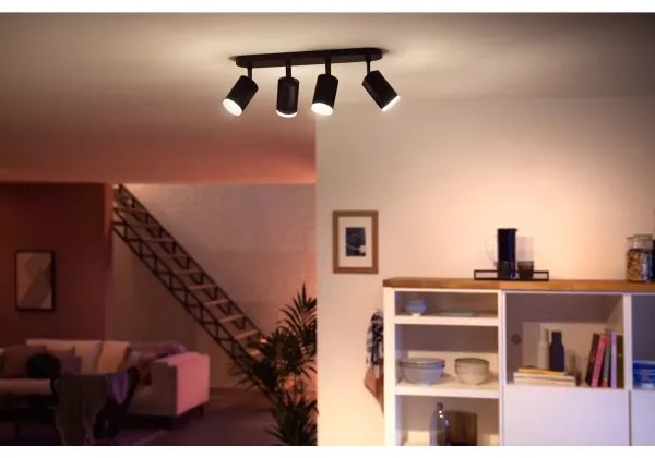 Philips Hue FUGATO 4xGU10 LED RGBW dimm. spotlámpa, 4,2W, 230V, fekete