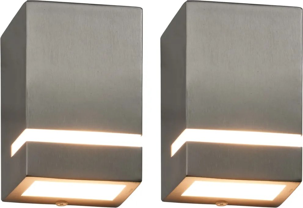 vidaXL 2 db ezüstszínű négyszögű kültéri fali lámpa 35 W