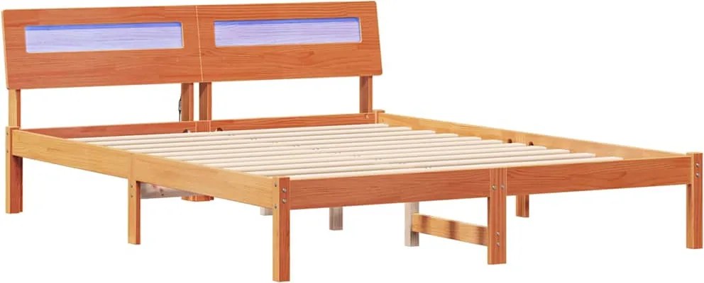 vidaXL Ágykeret fejtámlával Faggyú barna 160 x 200 cm Tömör fenyőfa