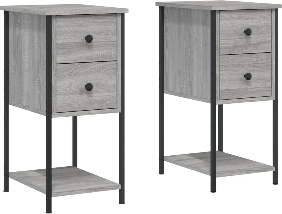 vidaXL 2 db szürke sonoma színű szerelt fa éjjeliszekrény 32x42x70 cm