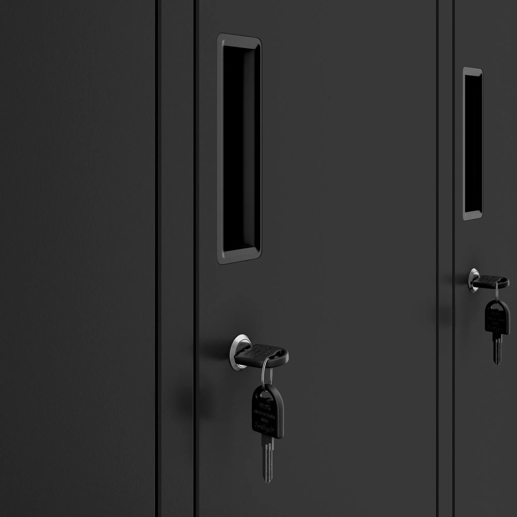 6 ajtós IGOR öltözőszekrény, 900 x 1850 x 450 mm, fekete