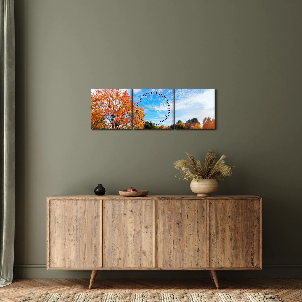 Kép - Őszi táj (órával) (90x30 cm)