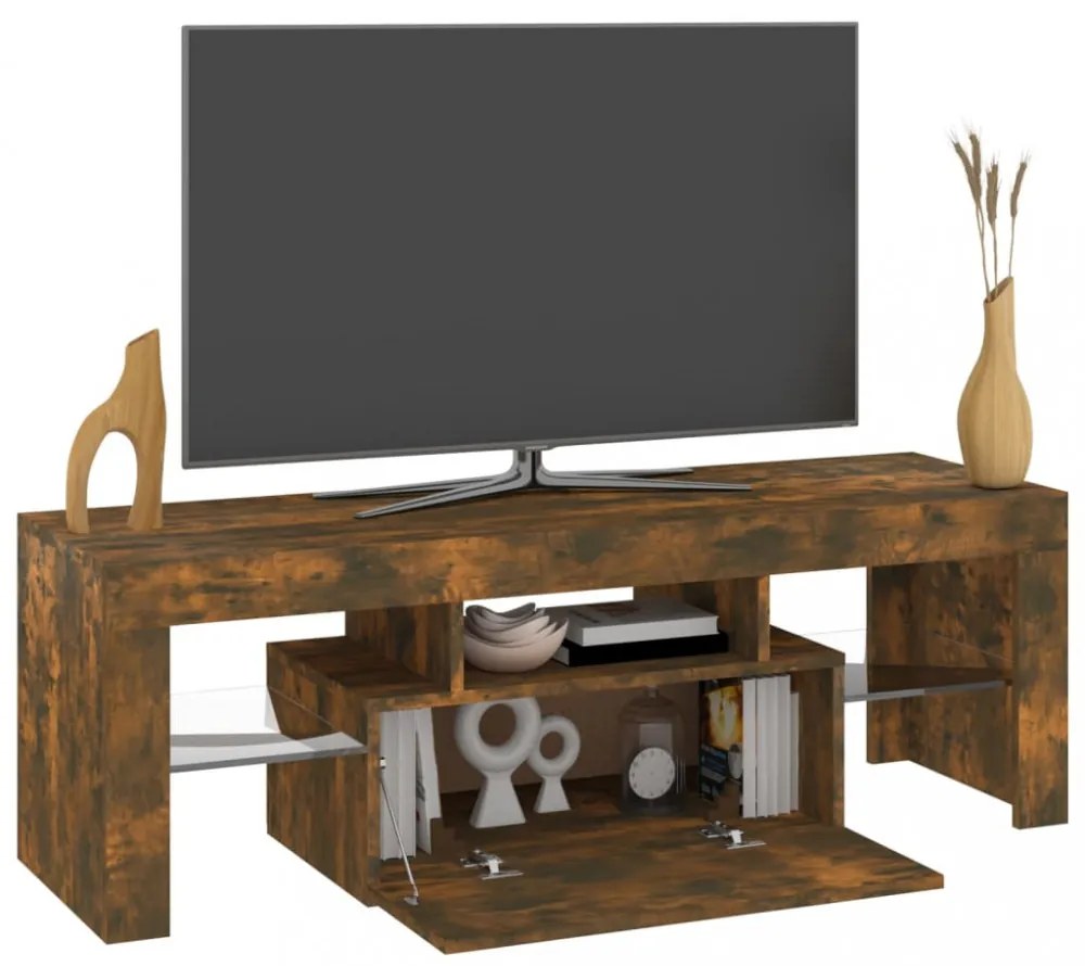 füstös tölgy színű TV-szekrény LED-világítással 120x35x40 cm
