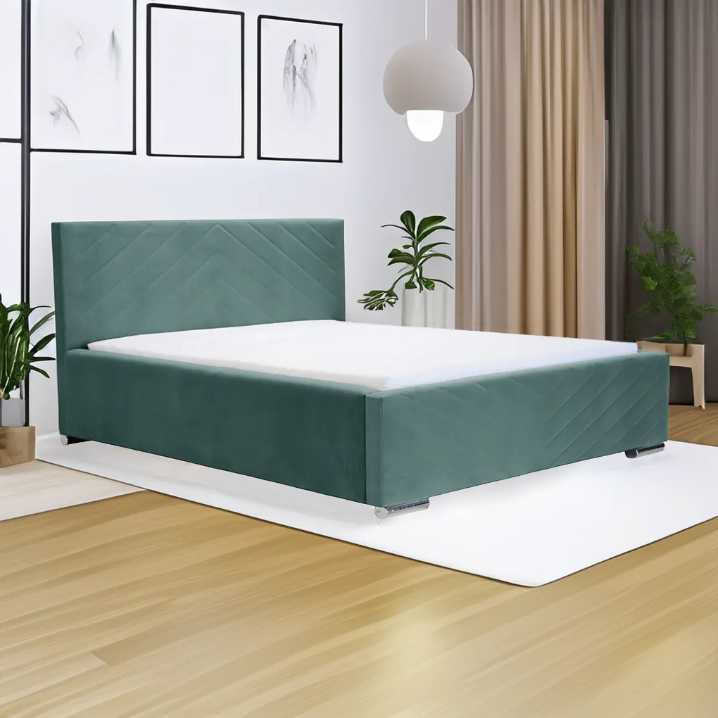 Kárpitozott ágy tárolóval és COOL matraccal 140x200 cm Menta