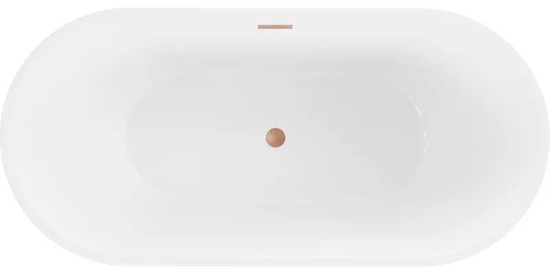 Mexen Luna, szabadon álló kád 170 x 80 cm, fehér-fekete, réz túlfolyó, 52031708075-65