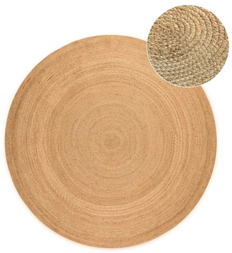 Natúr színű kétoldalas juta kerek szőnyeg ø 200 cm Braided – Hanse Home