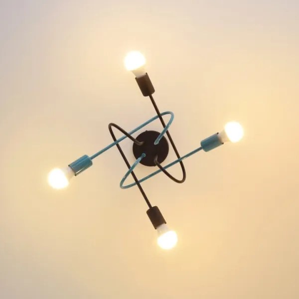 Felületre szerelhető csillár OXFORD 4xE27/15W/230V fekete/türkiz