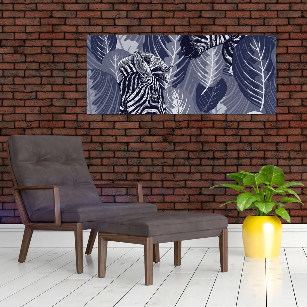 Kép - Kék zebrák (120x50 cm)