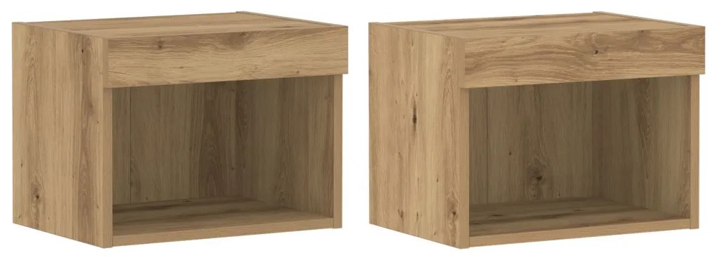 Fali Szekrény LED Világítással 2 db Kézműves Tölgy 40x30x30 cm