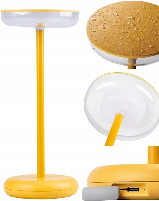 Kanlux Vezeték nélküli Hermetikus Led Éjjeli Asztali Lámpa 3000K Sárga