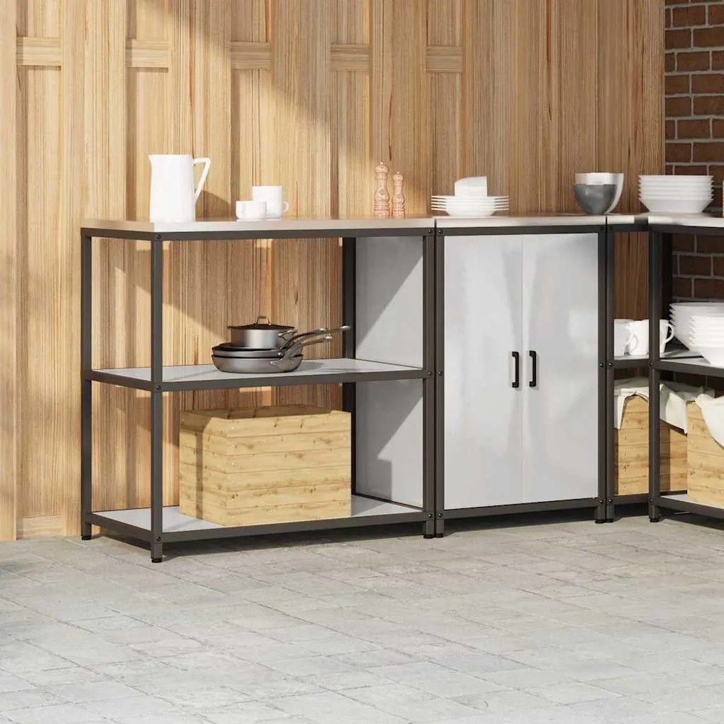 Konyhai Tároló Készlet polcokkal 2 pcs Ezüst 150 x 50 x 92 cm