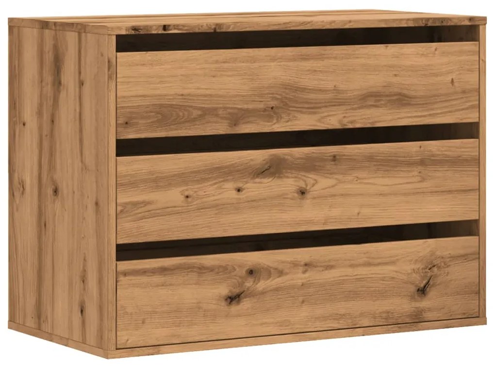kézműves tölgy szerelt fa fiókos sarokszekrény 80 x 41 x 58 cm