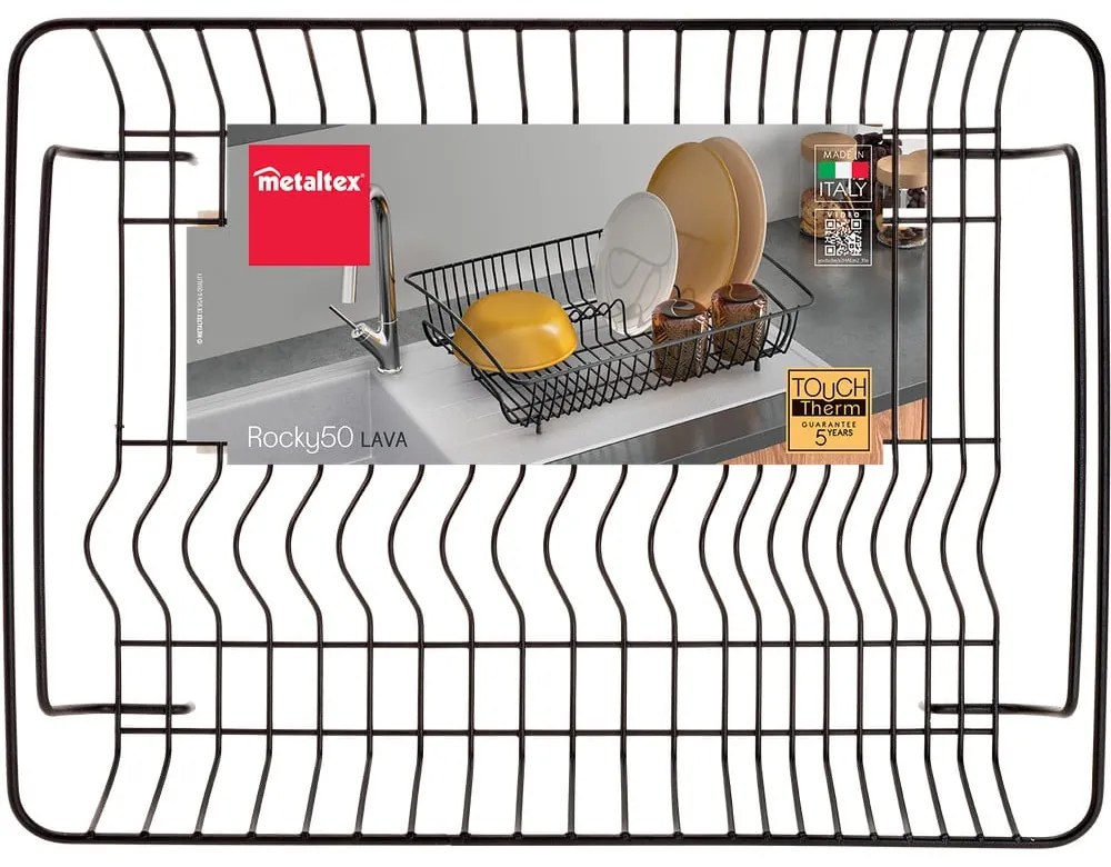Rectangular Lava fekete rozsdamentes acél edénycsepegtető - Metaltex