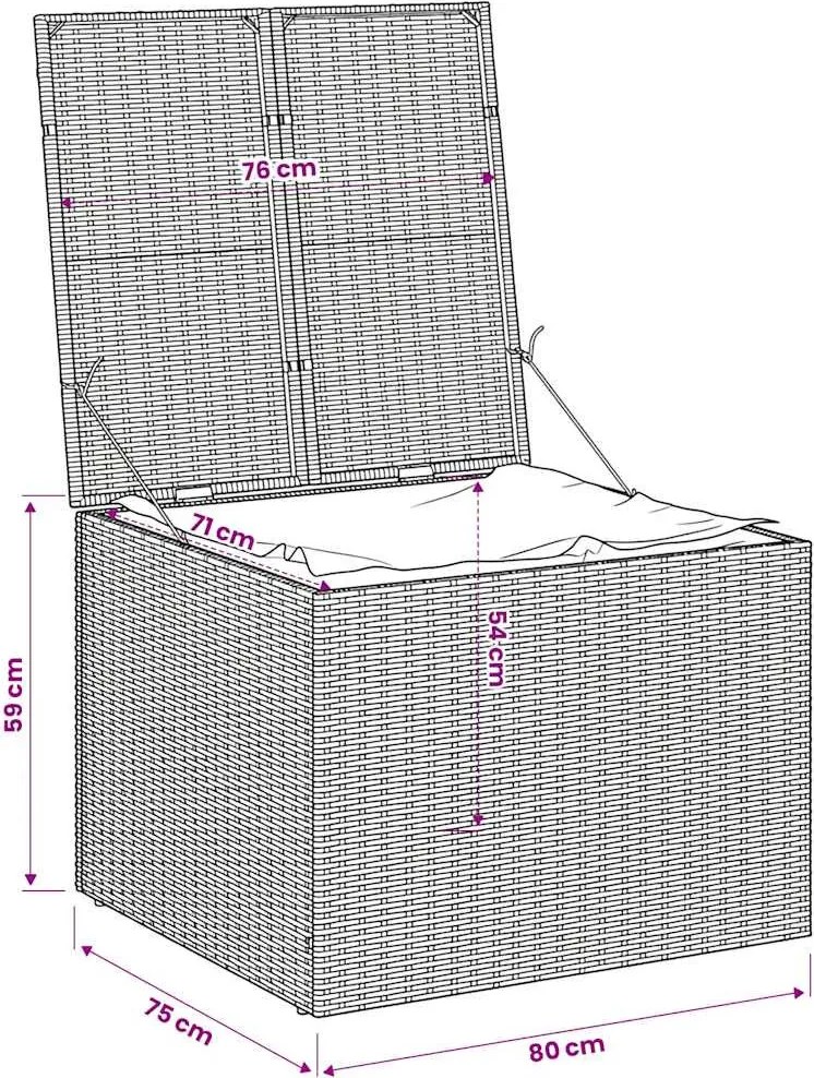 vidaXL fekete polyrattan kerti tárolóláda 291 L