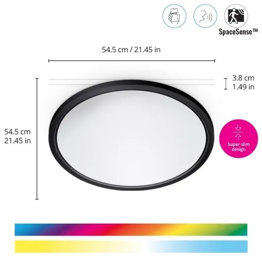 WiZ - LED RGB dimmelhető SUPERSLIM mennyezeti lámpa LED/32W/230V Wi-Fi fekete