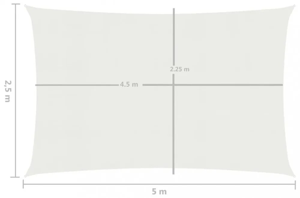 fehér HDPE napvitorla 160 g/m² 2,5 x 5 m