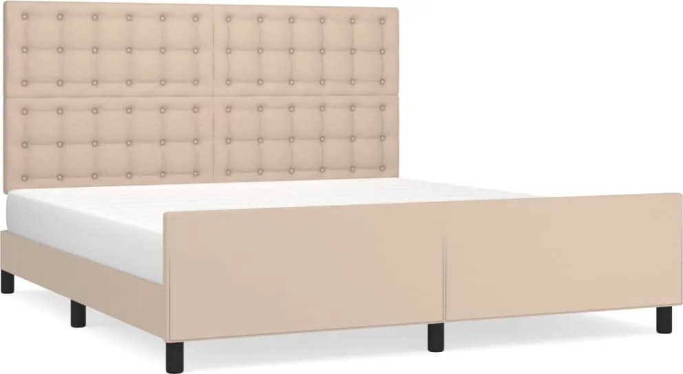 vidaXL cappuccino színű műbőr ágykeret fejtámlával 160x200 cm