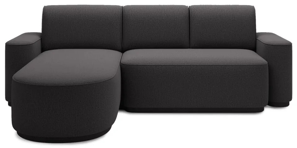 Sötétszürke zsenília kinyitható-tárolóhelyes sarokkanapé (bal oldali-heverő résszel) Aurumm – ELTAP