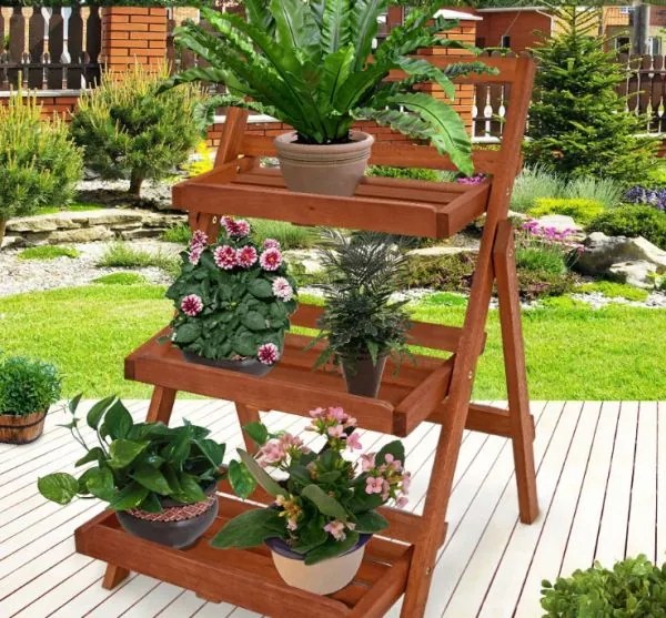 Casaria® Fa lépcsős virágtartó