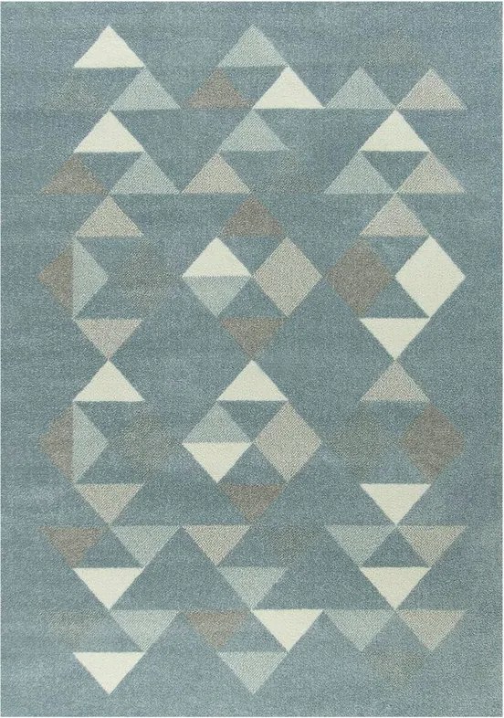 140x190 cm Kék Relax Szőnyeg Pasztell Háromszögekkel